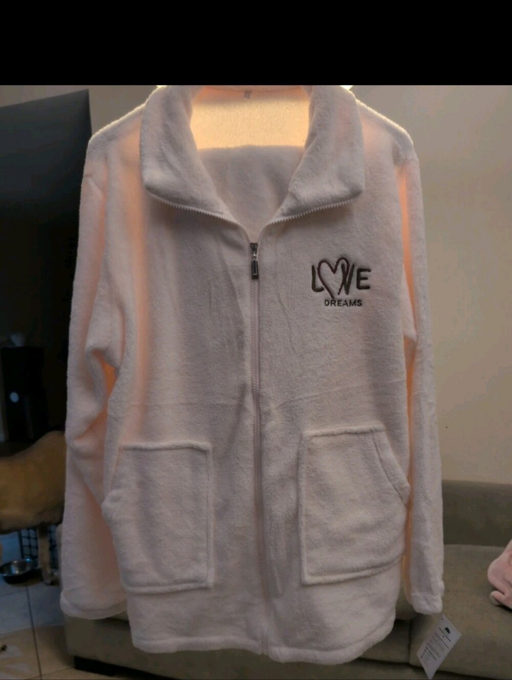 Love Dreams Plush Zip-Up Jacket - Light Pink
